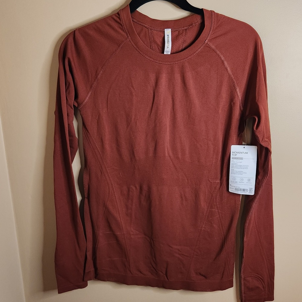 Athleta Momentum Top Long Sleeve Seamless Shirt Dessert Clay Small NWT 530524